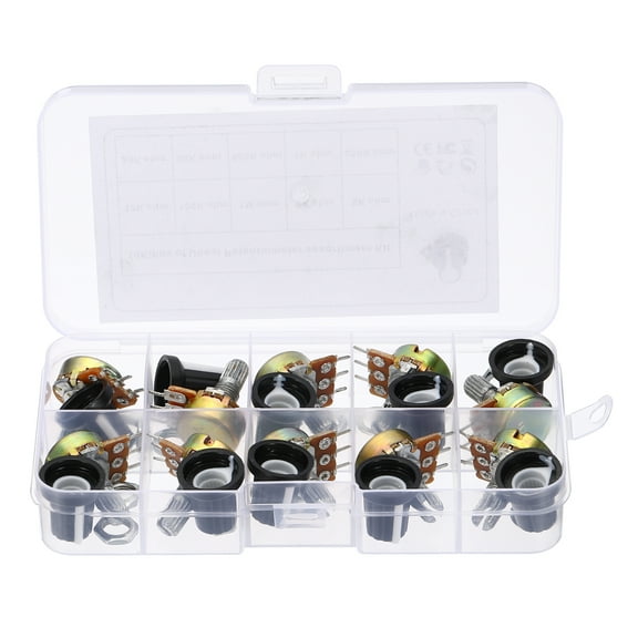 Uxcell Rotary Potentiometer Kit, 10pcs B1K 2K 5K 10K 20K 50K 100K 250K 500K 1M Variable Resistors Linear Taper