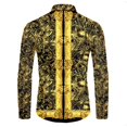 thumbnail image 3 of Camisas de manga corta con botones y estampado 3D de lujo de alta gama con patrón dorado para hombres, blusas de estilo callejero de moda, atuendos de hip hop, 3 of 5