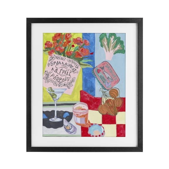 Stupell Industries Kitchen Checkered Still Life Black Framed Print Under Glass, design by Melissa Wang