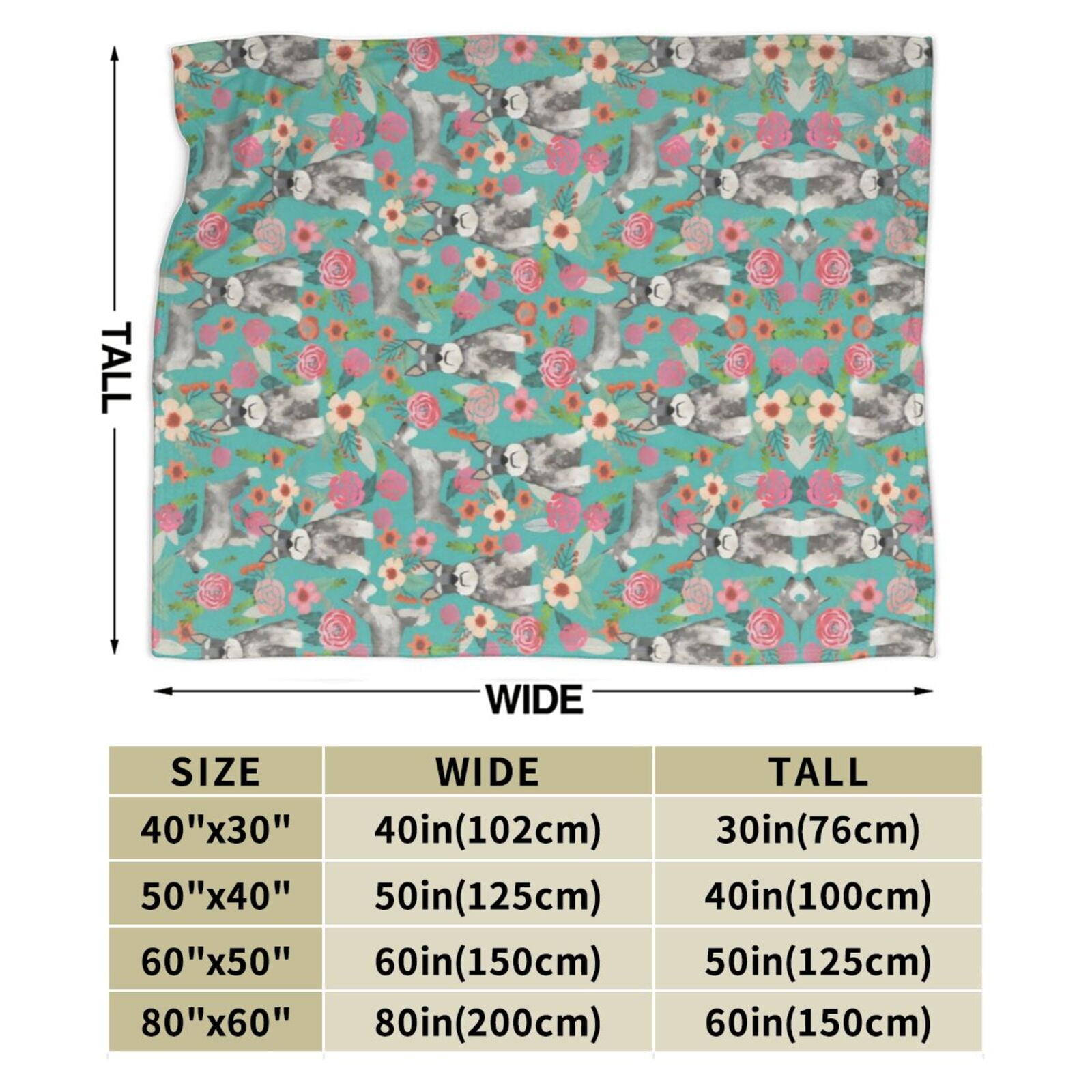 Wijzvio Schnauzer Dogs Lovers Flower Floral Throw Blanket Soft Fuzzy Fleece Blanket For Couch Bed Living Room Decoration 60"X50"