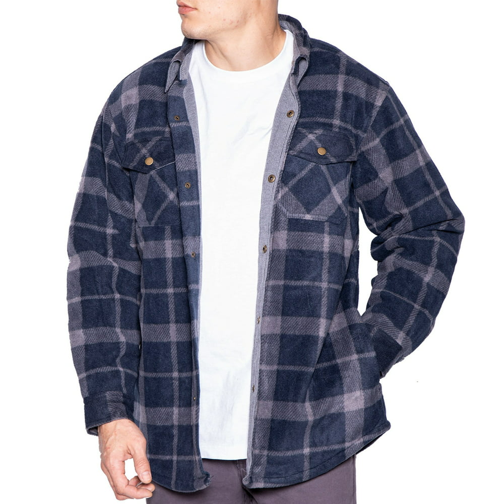 Maxxsel - Flannel Shirt Jackets for Men Big And Tall Heavy Quilted