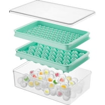 Round Ice Cube Trays with Lid and Bin - Small Circle Ice Maker Molds for Freezer, 73pcs Mini   33pcs Standard Balls for Chilling Whiskey, Cocktails, Coffee - Reusable Easy-Release Sphere Ice Tray