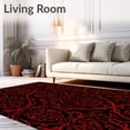 thumbnail image 2 of ODIKA 6'x9' Machine Washable Non-Slip Area Rug, Classic Damask Trellis with Subtle Ornamental Twists High Traffic Rug with Pad, Black, 660751, 2 of 8