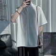 thumbnail image 2 of Conjuntos de camisetas y pantalones cortos para hombre, de nailon, lisos, sin logotipo, de corte regular, informales, holgados, novedad en camisetas y tops, moda para hombre 2024, 2 of 5