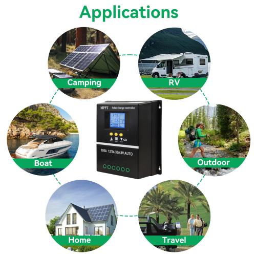 CAMOTUSE 4000W 100A MPPT Solar Controller 12V 24V 36V 48V USB Battery Regulator