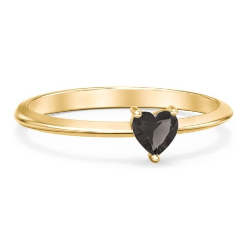 Bague Pierre de Naissance en Forme de Cœur - Quartz Fumé (Juin)