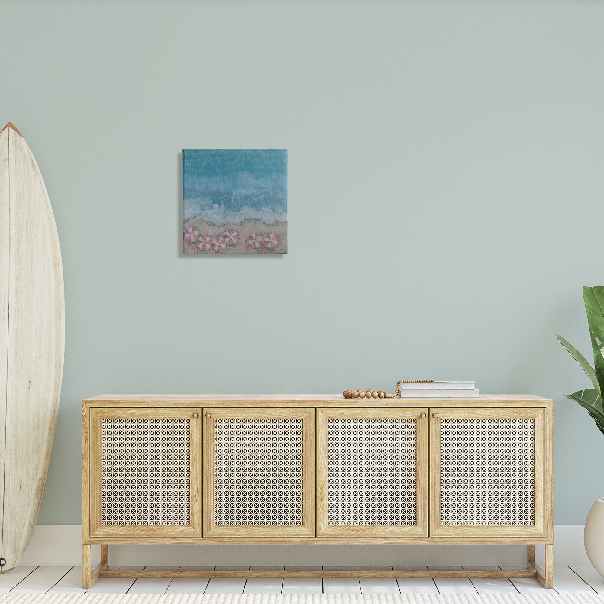 Stupell Industries Abstract Ocean Shore Painting Beach Umbrella Coast, 17 x 17,Design by Reesa Qualia