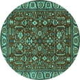 thumbnail image 1 of Ahgly Company Indoor Round Oriental Turquoise Blue Industrial Area Rugs, 4' Round, 1 of 4