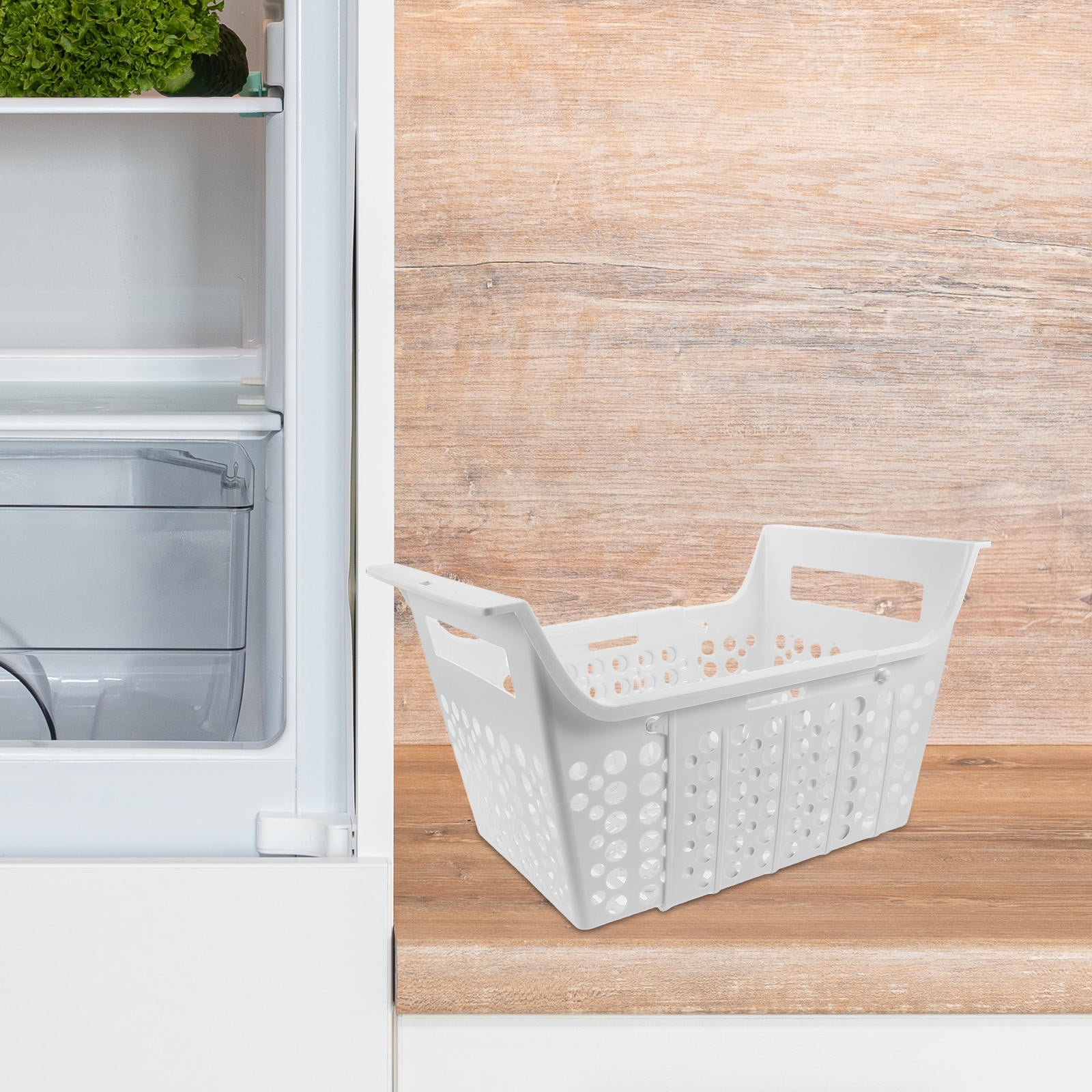 PENIKOKO White Wire Freezer Basket with Builtin Shelf and Universal Fit for Home Fridge Organization