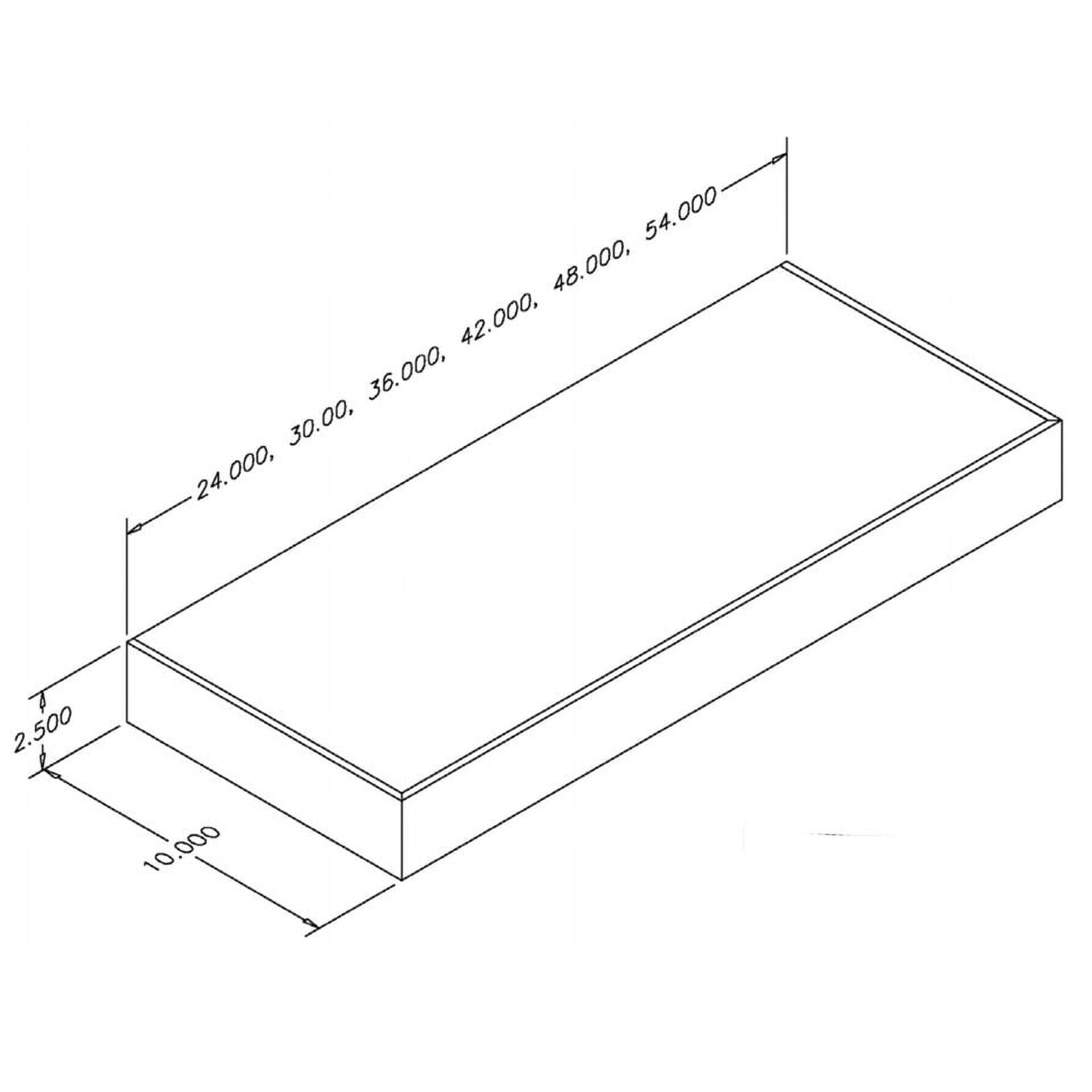 Floating Shelf, 30"L x 10"D x 2.5"T, 37.5 Pound Weight Capacity, Solid Wood and MDF Construction, Paint Grade