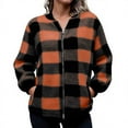 thumbnail image 2 of Miluxas Women's Long Sleeve Plaid Print Full Zip Soft Warm Fleece Jacket with Pocket Orange M(M), 2 of 6