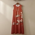 thumbnail image 6 of Jiueut Cherry Blossom Print Women’s Summer Maxi Dress Sleeveless Crewneck Casual Long Dress with Pockets, Lightweight Linen Look Flowy Beach Vacation Outfit, 3XL, 6 of 7