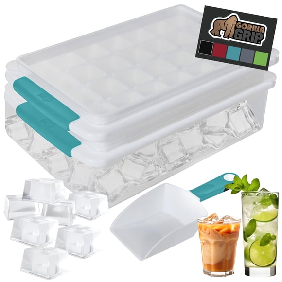 Juego de bandejas y cubos de hielo GORILLA GRIP apilables, color turquesa