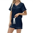 thumbnail image 5 of yievot Silk Pajama for Women Short Sleeve Satin Pj Set Soft Two Piece Sleepwear Loungewear S-XXL, 5 of 7