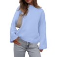 thumbnail image 2 of Women'S Long Sleeve Ribbed Knit Loose Pullover Sweater Tops Fuzzy Knit Casual Chunky Fall Outfits Clothes Light Blue XL, 2 of 9