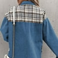 thumbnail image 3 of SWSMCLT Women's Denim Jacket Long Sleeve Jean Top Snow Spring Plaid Printed Casual Fall Button Jackets & Coats Fashion Western Blue Small, 3 of 4