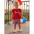 thumbnail image 3 of BemeyourBBs 2Pcs Toddler Baby Girls 4th of July Outfit Patriot Independence Day Summer Clothes Fourth of July Baby Girl Puff Short Sleeve Popsicle Embroidery T Shirt Top and Ruffle Pocket Shorts Set, 3 of 9
