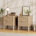 thumbnail image 7 of 17.7" Wide Fluted Nightstand Set of 2 Modern Wood Bedside Table with 2 Drawers, Mid Century End Table for Bedroom Living Room Office, Oak, 7 of 7