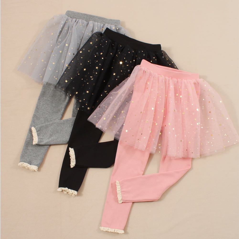 Amazon.com: Kiench Girls' Leggings with Ruffle Tulle Tutu