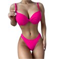 thumbnail image 4 of Elainilye Fashion Swimming Suits for Women Solid Sexy Steel Bracket Solid Bikini Push-Up Padded Swimwear Swimsuit Beachwear Set,Pink, 4 of 9
