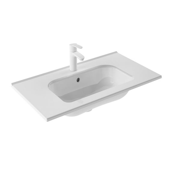 Ws Bath Collections Slim 80 Slim 31-1/2" Rectangular Ceramic Drop In Bathroom Sink - White