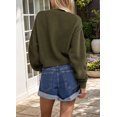 thumbnail image 6 of Women'S Oversized Cropped Cardigan Sweater Open Front Long Sleeve Button Down Knit Outwear Green L, 6 of 7
