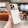 thumbnail image 2 of For iPhone 14 Pro Max Case,for Women Girls Soft Cute Wave Frame Curly Shape Love Heart Luxury Plating Phone Case,Luxury Slim Plating EdgeCase,Anti-slip Grip,Full camera lens protection,White, 2 of 8