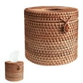 thumbnail image 1 of Tyeign Hand-Woven Rattan Tissue Box Cover, Square Large-Capacity Holder, Rustic Desktop Organizer for Home, Office & Dorm Décor Accent, 1 Rattan Napkin Box, 1 of 8