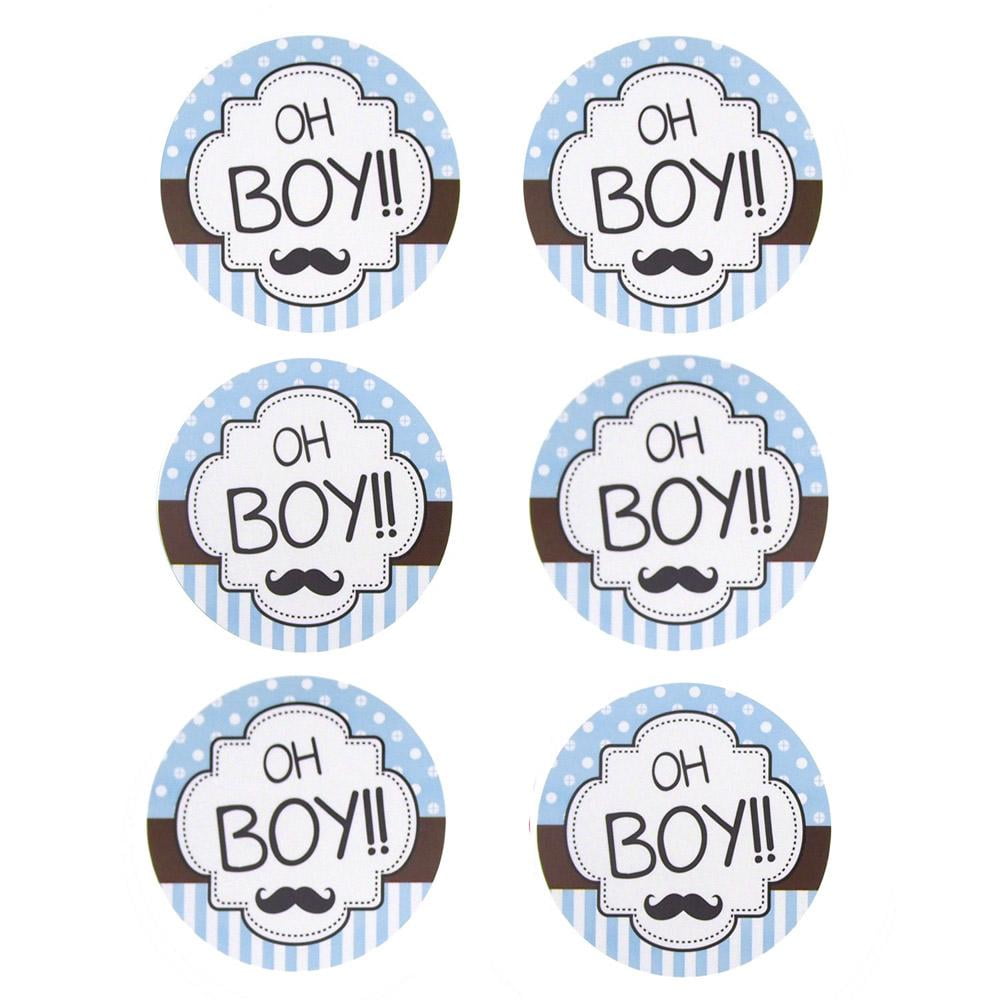 Oh Boy Seal Paper Stickers, Light Blue, 2Inch, 12Count