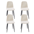 thumbnail image 2 of GZXS Modern Upholstered Dining Chairs Set of 4, Beige Knit Fabric Seats with Minimalist Iron Legs & Adjustable Feet, Stylish Chairs for Home, Office & Restaurant, 2 of 10
