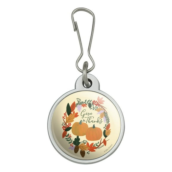 Give Thanks with Pumpkins Thanksgiving Jacket Handbag Purse Luggage Backpack Zipper Pull Charm
