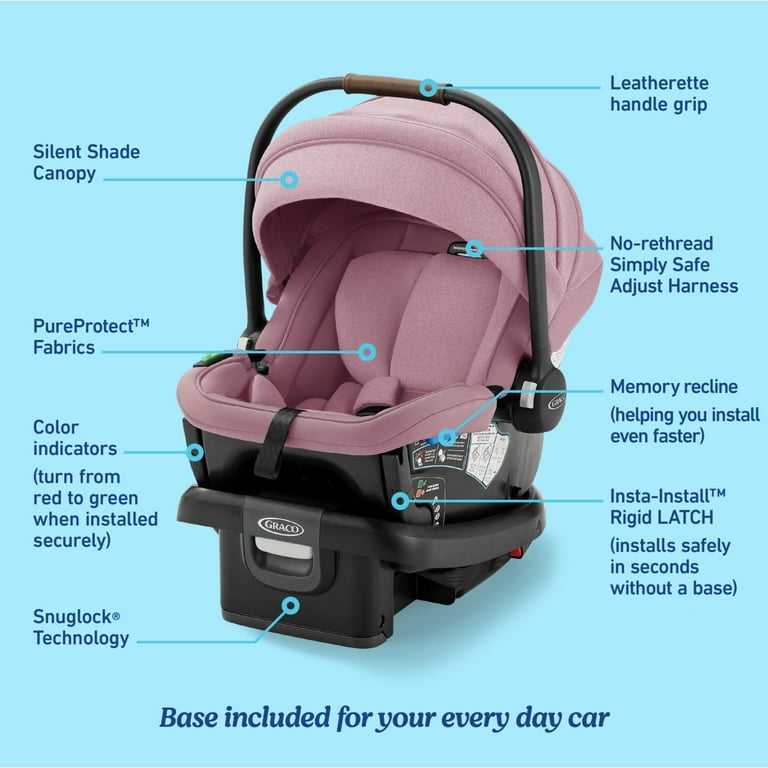 Graco GoMax Infant Car Seat Insta-Install Rigid LATCH, Orchid