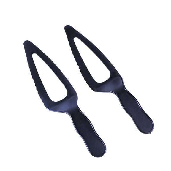 Set of 10 Black Plastic Disposable Cake Server Slicer Knife
