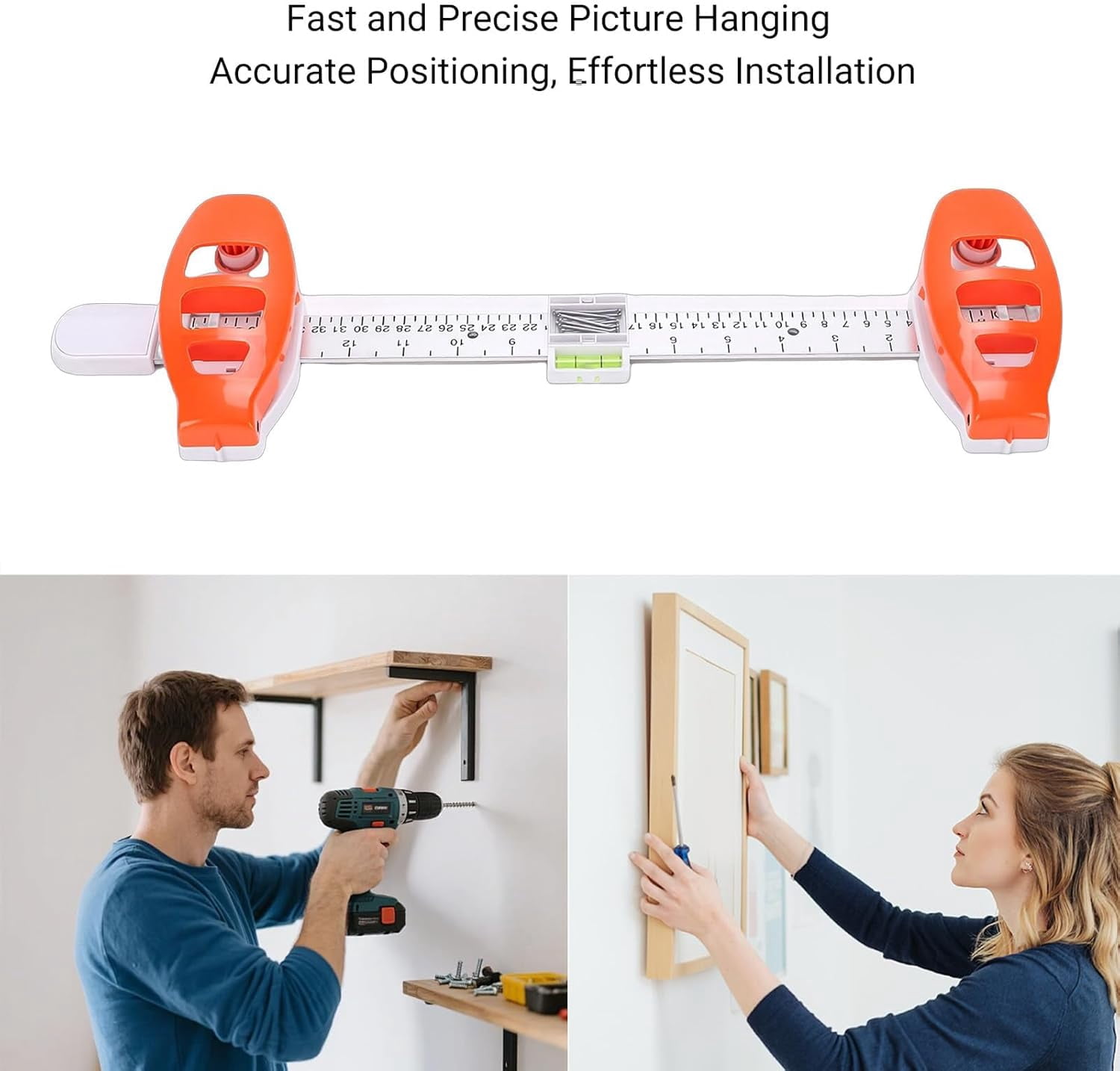 Generic 3-in-1 Picture Hanging Tool with Level for Wall Mount