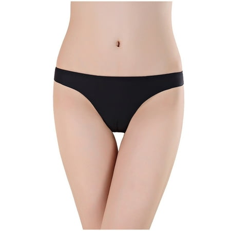 

EHTMSAK No Show Underwear for Women Stretch T-Back Tangas Sexy G-String Thongs Panties Black One Size