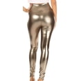thumbnail image 5 of Sakkas Shiny Liquid Metallic High Waist Stretch Leggings - Made in USA - Pewter - M, 5 of 6