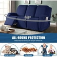 thumbnail image 3 of Recliner Sofa Slipcover, 3 Pieces Polyester Fabric Stretch Sofa Covers for 3 Seat Reclining Couch, Soft Washable Furniture Protector with Pockets (3 Seat, Dark Blue), 3 of 14
