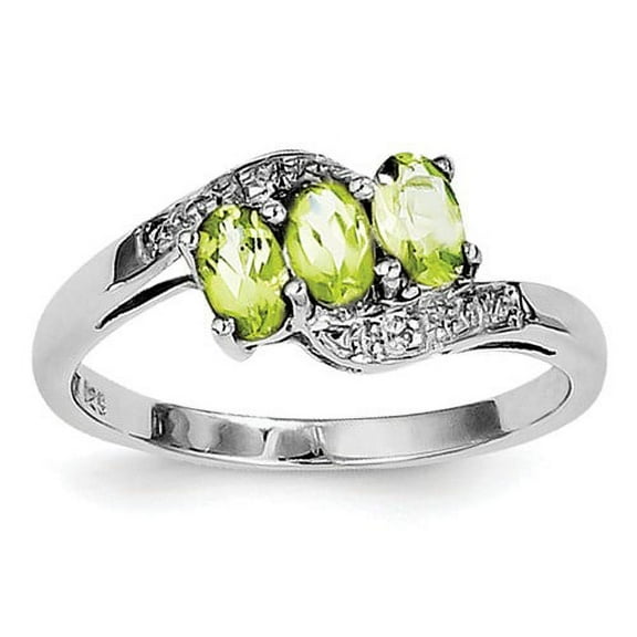 Primal Silver Sterling Silver Rhodium Peridot and Diamond Ring