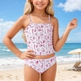 thumbnail image 2 of Girls Swim Cover Up Kids Swimsuit Floral Printed Two Piece Swimwear Tankini Set for Beach Pool, 2 of 7