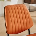 thumbnail image 3 of Dining Chairs Set of 2, Mid-Century Modern Upholstered PU Leather Chairs with Bentwood Back and Cushion, Accent Side Chairs with Metal Legs, for Kitchen, Dining Room, Orange, 3 of 7