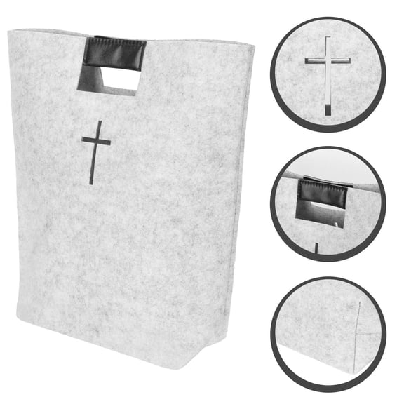 OUNONA White Felt Bible Tote Bag with Handle Large Capacity for Church Study