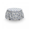 thumbnail image 3 of Floral Ottoman Cover, Flourishing Summer Roses, 2 Piece Slipcover Set with Ruffle Skirt for Square Round Cube Footstool Decorative Home Accent, Standard Size, Pale Yellow Blue Violet, by Ambesonne, 3 of 5