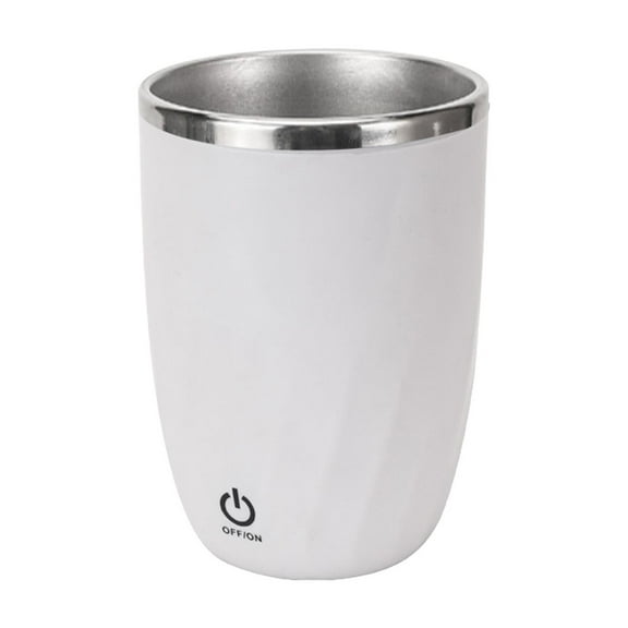 Electric Stirring Cup Automatic Magnetic Stirring Stainless Steel Thermal Mug USB Rechargeable Office Travel Mixing Cup White