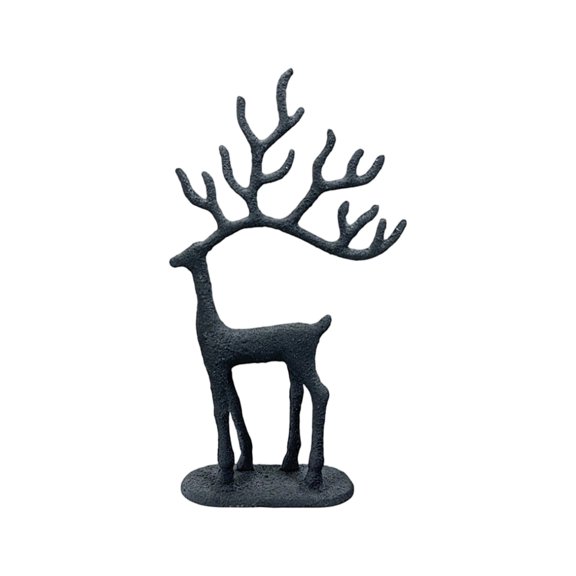 10.83" Reindeer Figurine Christmas Decorations, Modern Reindeer Statues, Cast Aluminum Deer Sculpture Accent Figurine, Christmas Tabletop Ornaments for Mantel Fireplace Living Room Bedroom Home Decor