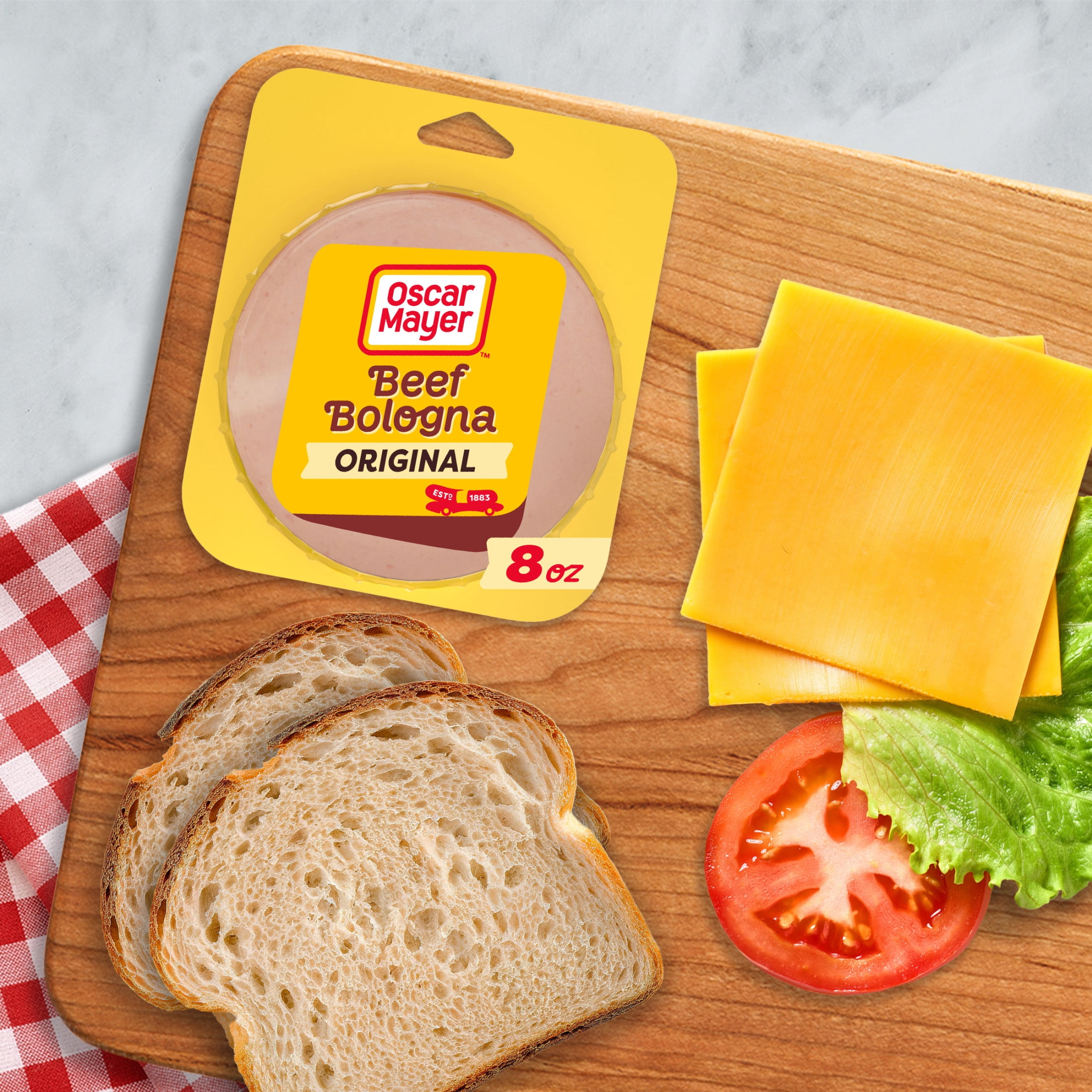 Oscar Mayer Original Beef Bologna Sliced Deli Meat, for Easy Lunches and Snacking, Quality Meat, No Fillers, 8 oz