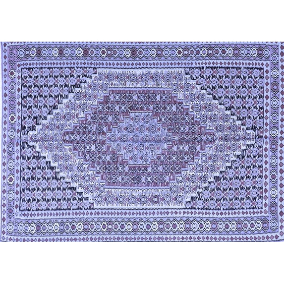 Ahgly Company Machine Washable Indoor Rectangle Persian Blue Traditional Area Rugs, 7' x 10'