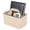 Milk Tea Color, variant on Ikoopy Remote Caddy Organizer with Handle Leather Remote Control Holder Desk Caddy Portable Makeup Organizer for Table Nightstand Office