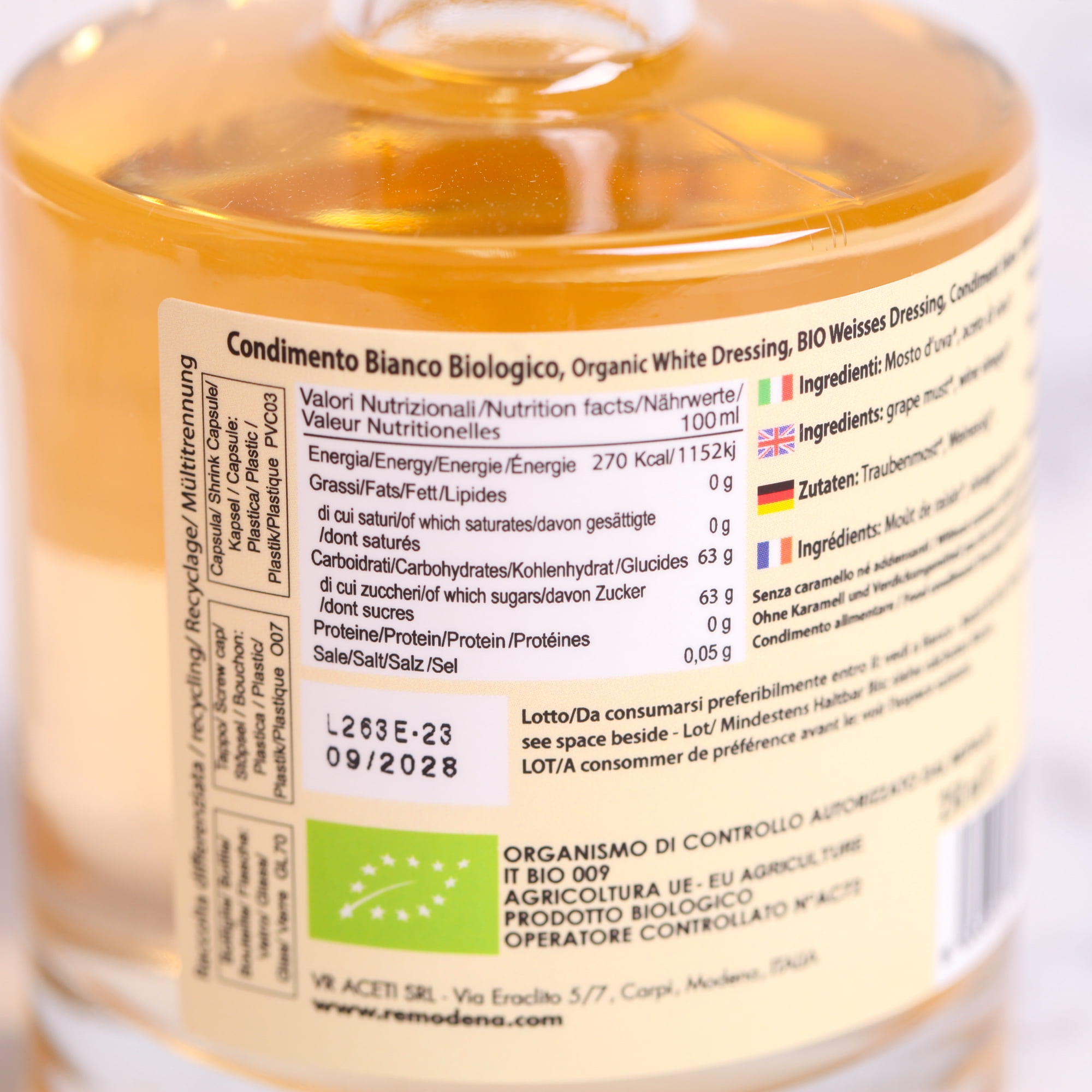ReModena Condimento Bianco – IGP White Balsamic Vinegar from Modena, Italy