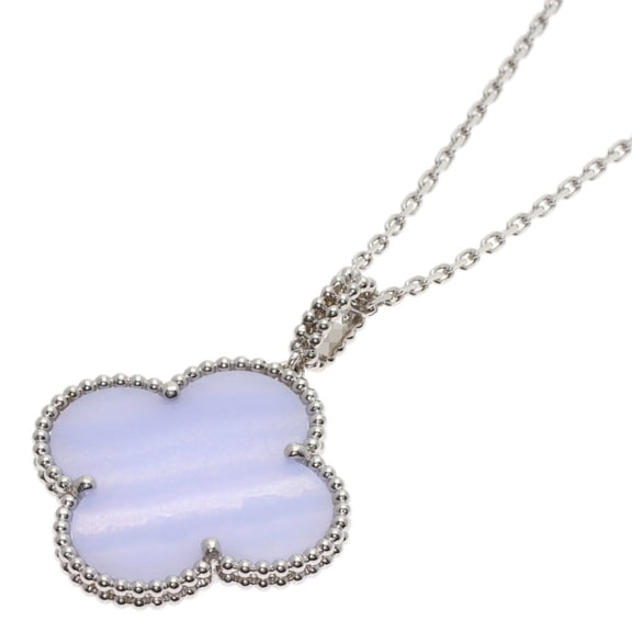 Pre-Owned Van Cleef & Arpels Magic Alhambra Chalcedony Necklace, 18K White Gold, Women's