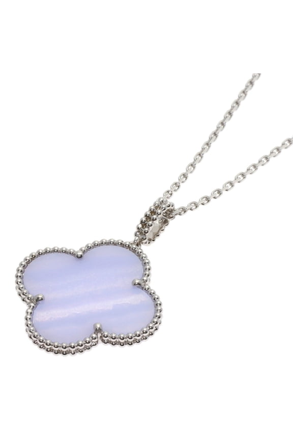 Pre-Owned Van Cleef & Arpels Magic Alhambra Chalcedony Necklace, 18K White Gold, Women's